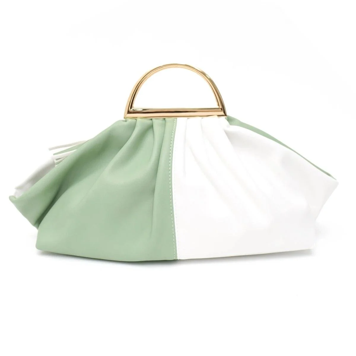 Ira Two Tone Vegan Leather Ruched Dumpling Bags - Glova