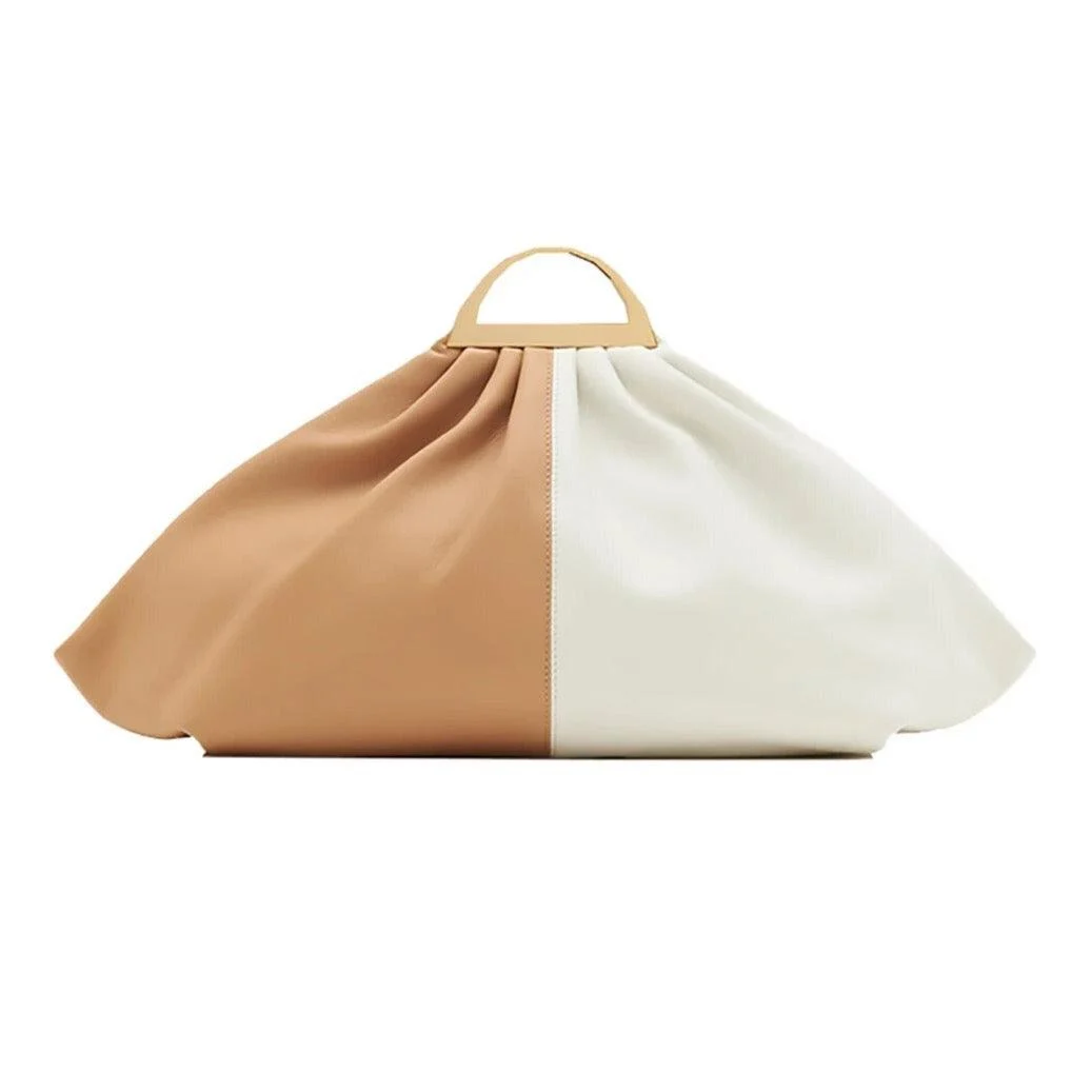 Ira Two Tone Vegan Leather Ruched Dumpling Bags - Glova