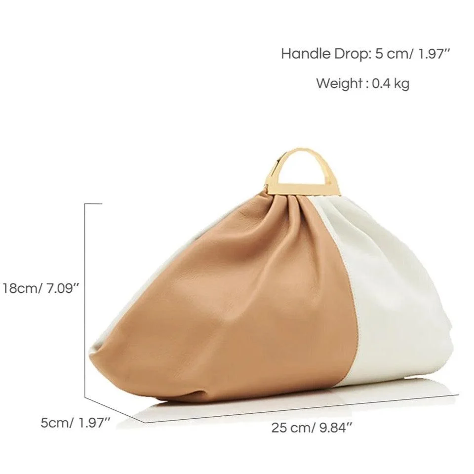 Ira Two Tone Vegan Leather Ruched Dumpling Bags - Glova