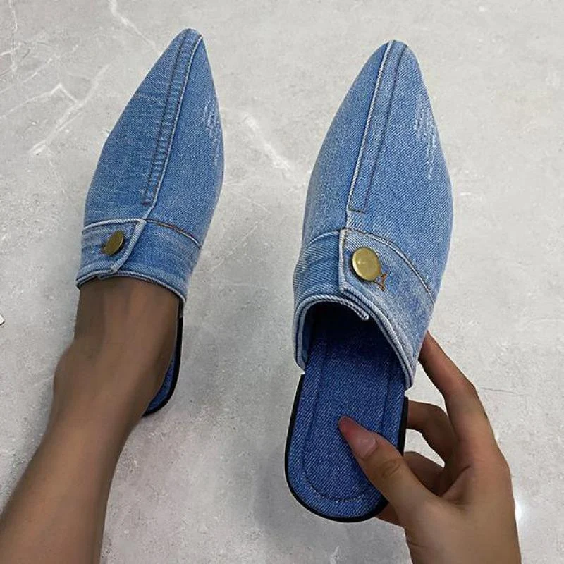 Irma Pointed Toe Denim Slippers - 3 Colors - Glova