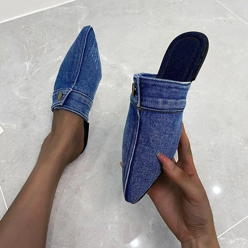 Irma Pointed Toe Denim Slippers - 3 Colors - Glova