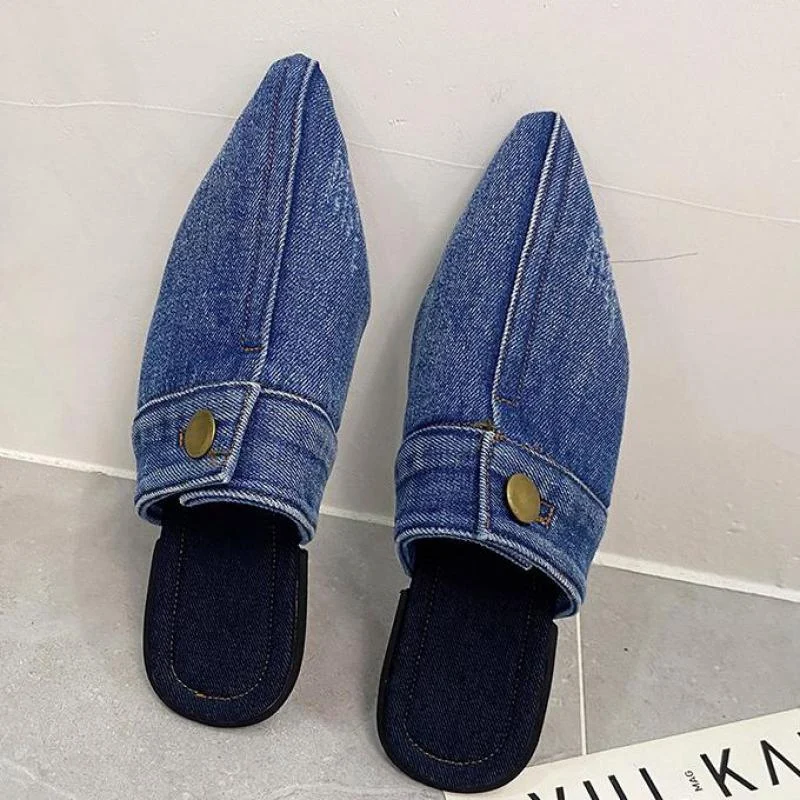 Irma Pointed Toe Denim Slippers - 3 Colors - Glova