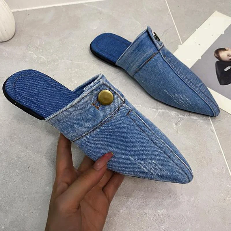 Irma Pointed Toe Denim Slippers - 3 Colors - Glova