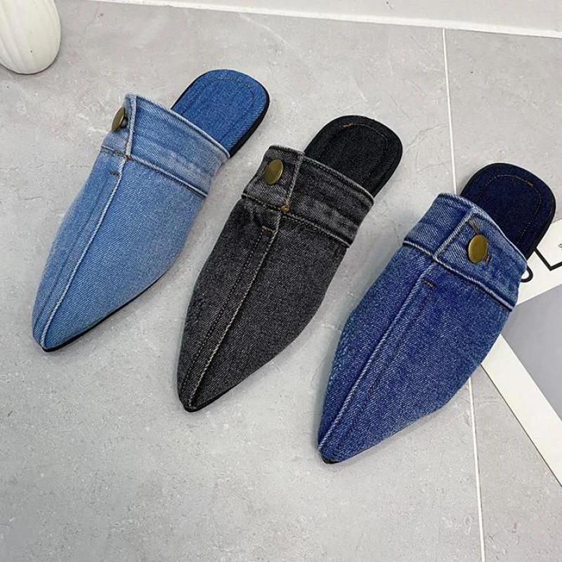 Irma Pointed Toe Denim Slippers - 3 Colors - Glova