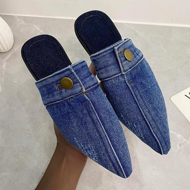 Irma Pointed Toe Denim Slippers - 3 Colors - Glova