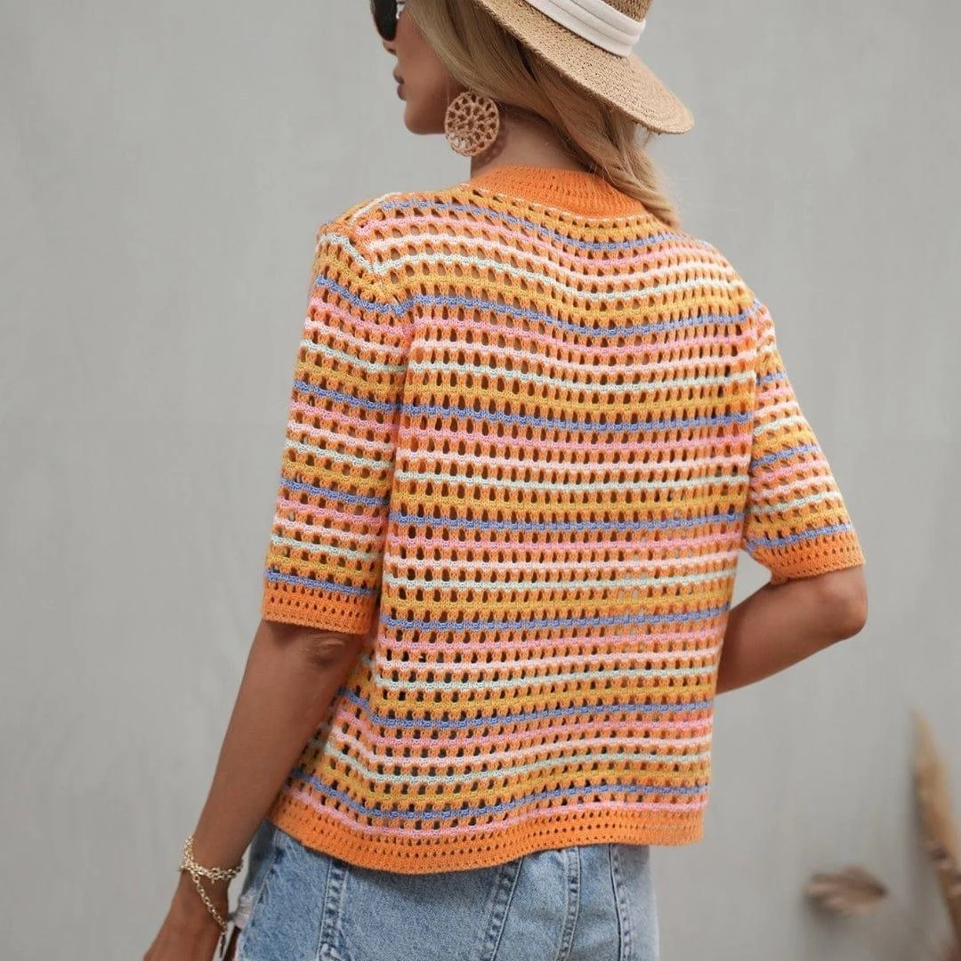 Isabella Colorful Striped Crochet Top - Glova