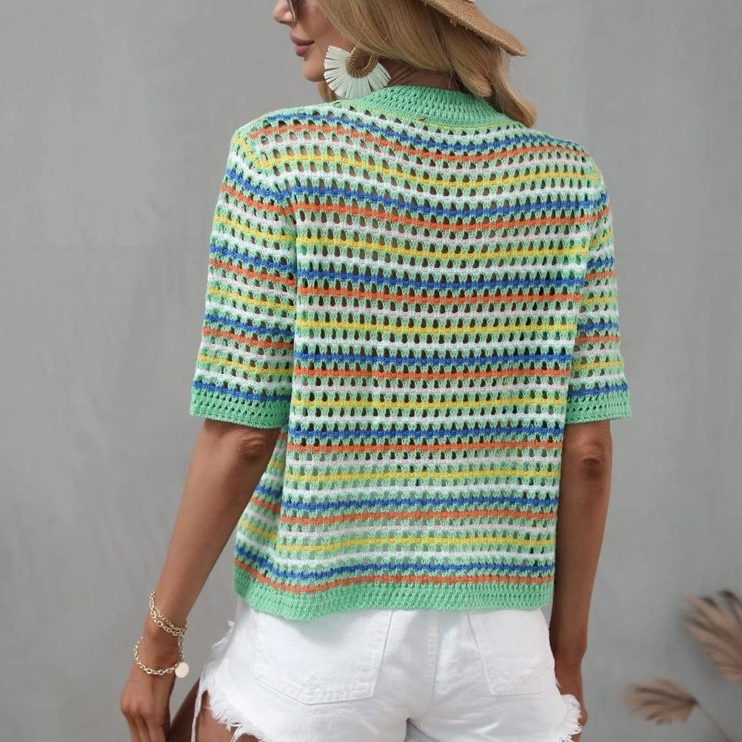 Isabella Colorful Striped Crochet Top - Glova