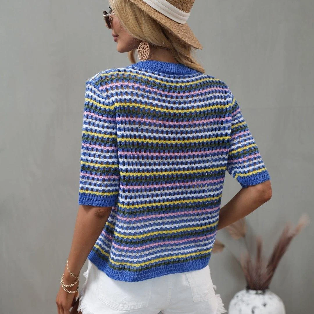 Isabella Colorful Striped Crochet Top - Glova