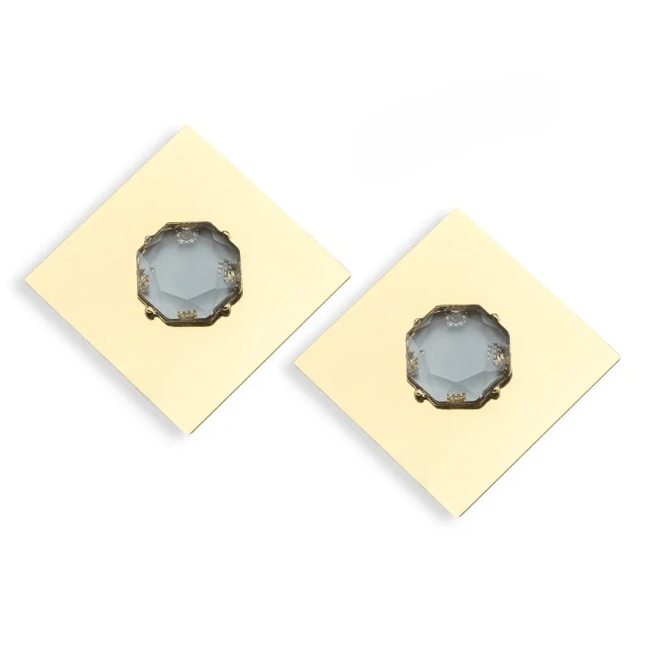 Izara CZ Color Gemstone Square Metal Drop Earrings - Glova