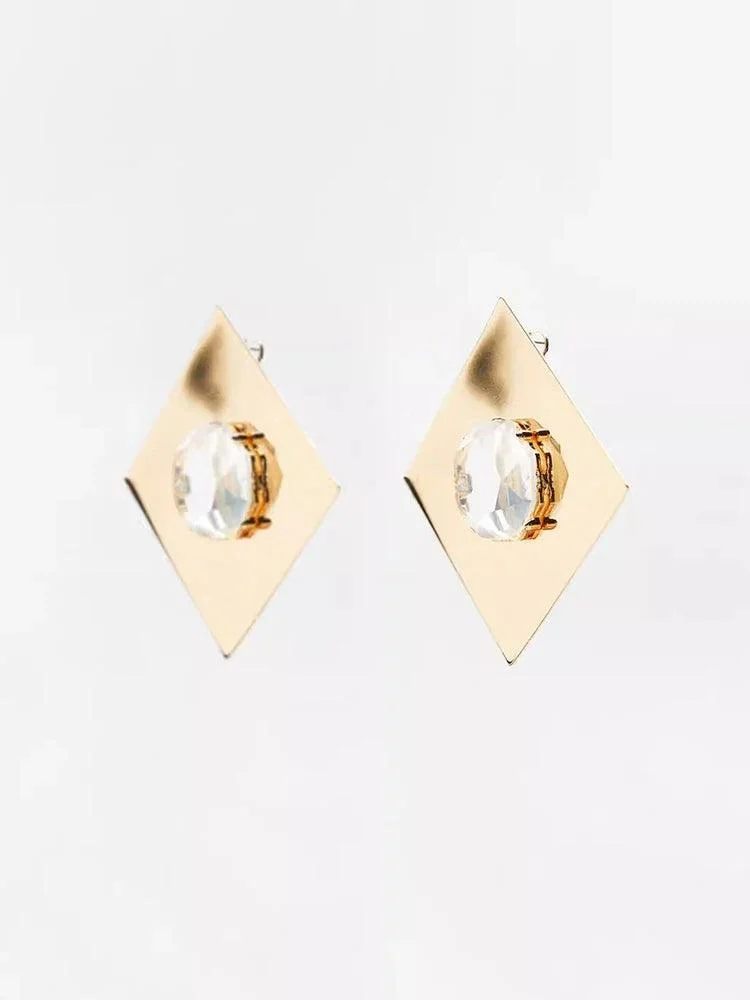 Izara CZ Color Gemstone Square Metal Drop Earrings - Glova