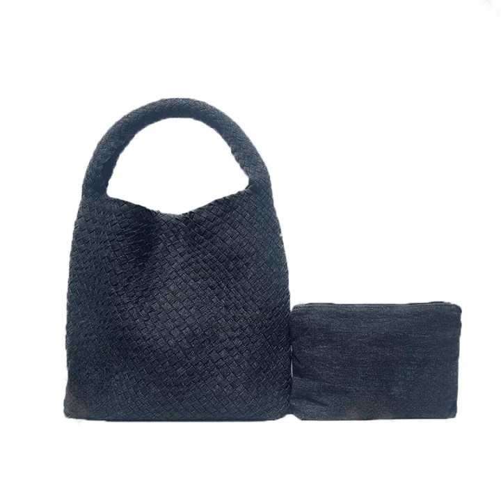 Izara Distressed Denim Serpentine Woven Totes - Glova