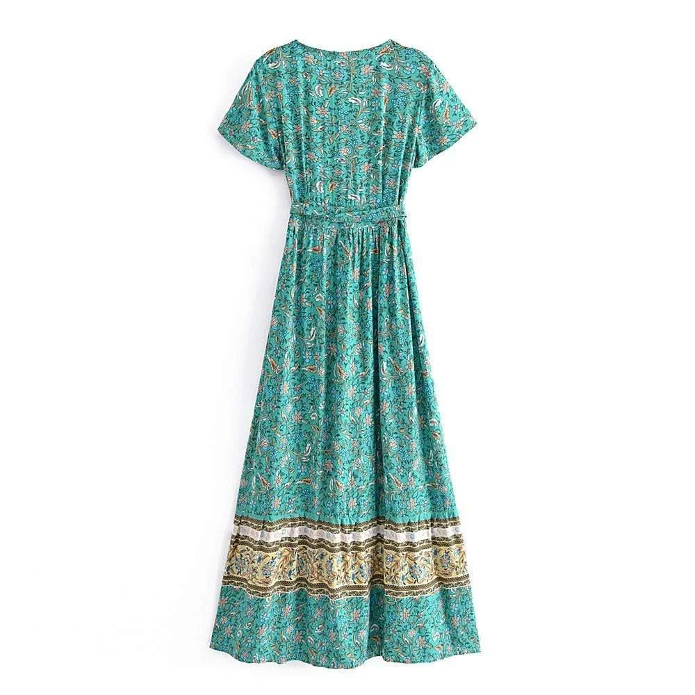 Jacinda Vintage Floral Maxi Dress - Glova