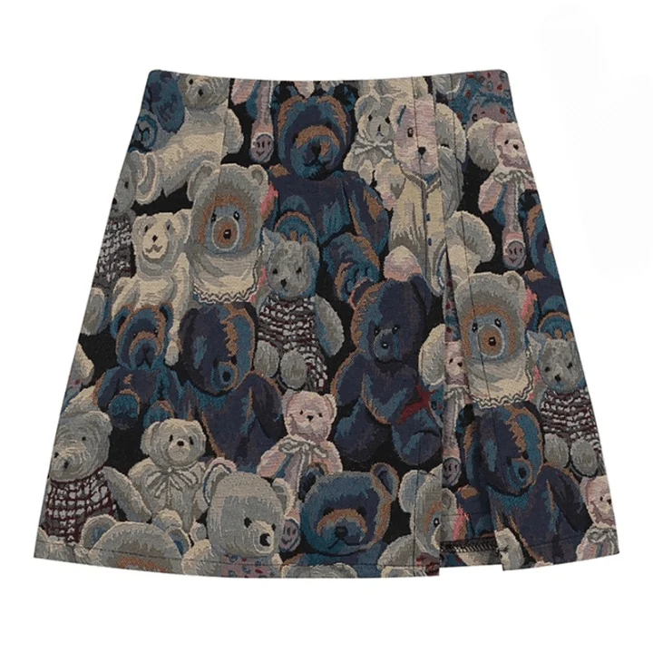 Jadan Bear Jacquard Mini Skirts - Glova