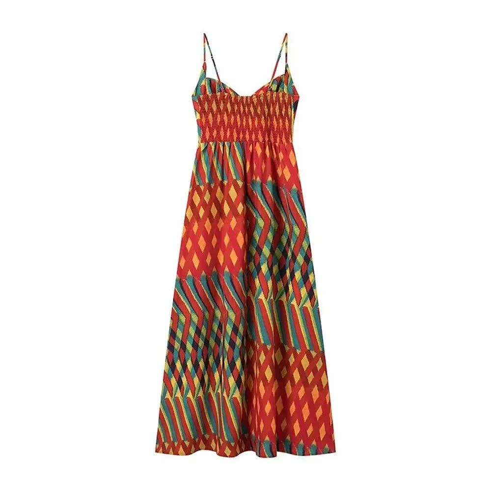 Jasmine Boho Print Bustier Maxi Dress - Glova