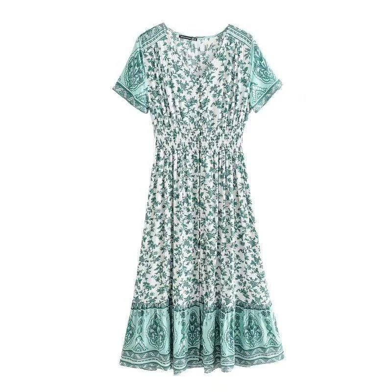 Jasmine Green Floral Maxi Dress - Glova