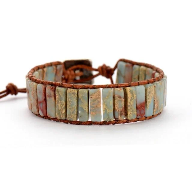 Jasper and Agate Stone Wrap Bracelet - Glova