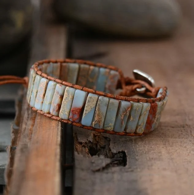 Jasper and Agate Stone Wrap Bracelet - Glova