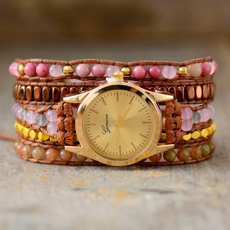 Jasper and Rhodonite Wrap Watch - Glova