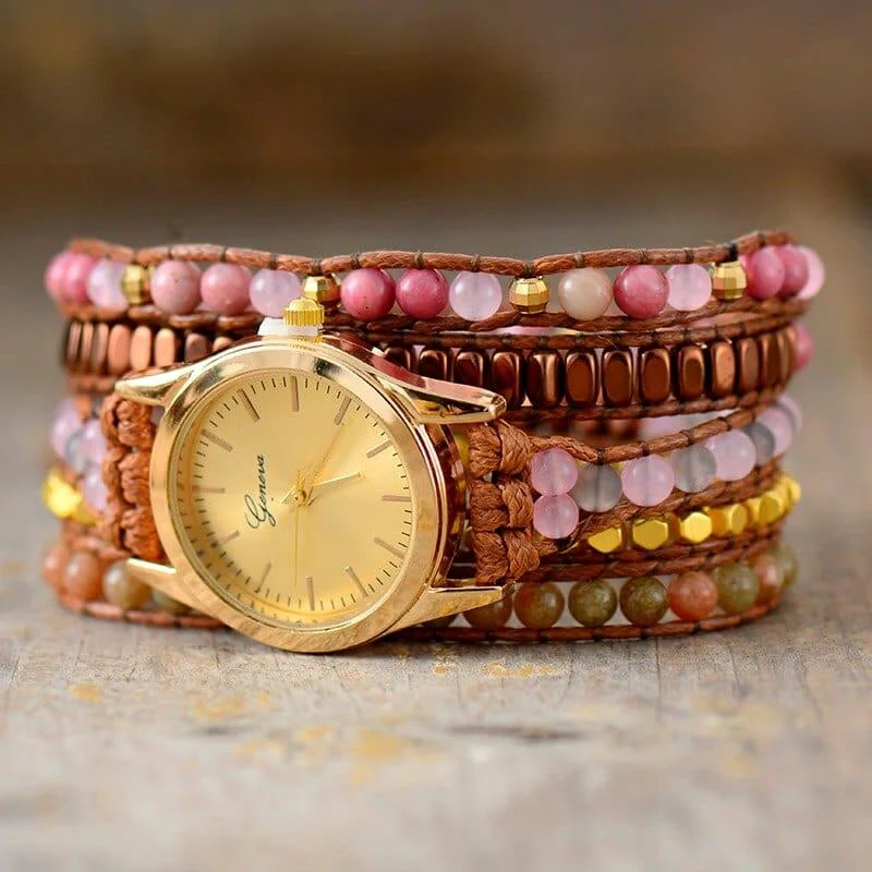 Jasper and Rhodonite Wrap Watch - Glova