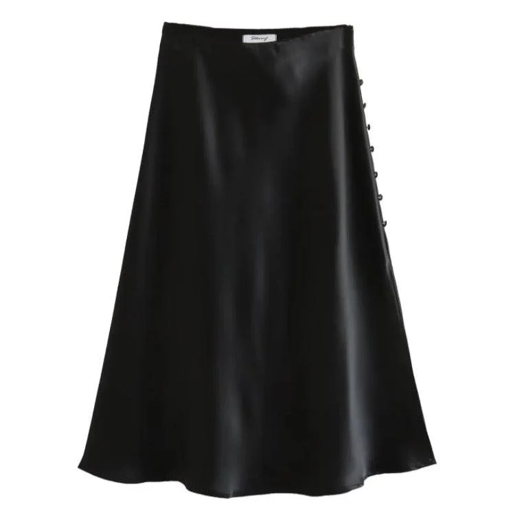 Jayne Satin Side Slit Midi Skirts - Glova