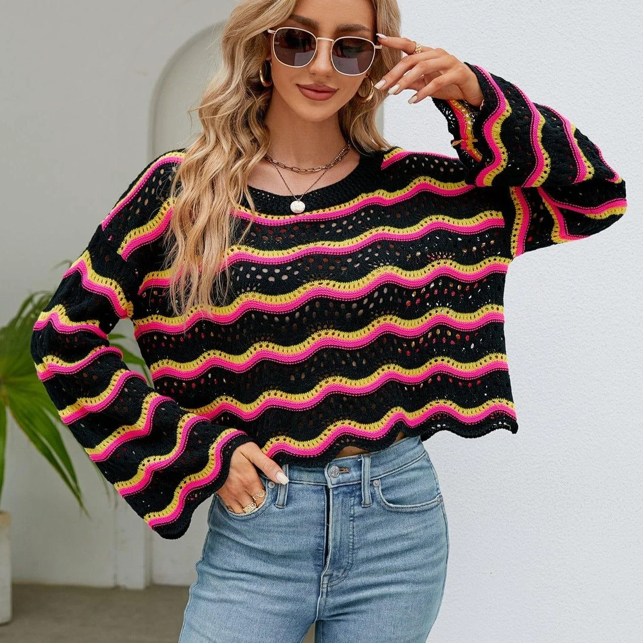 Jessamine Crop Knitted Sweater - Glova