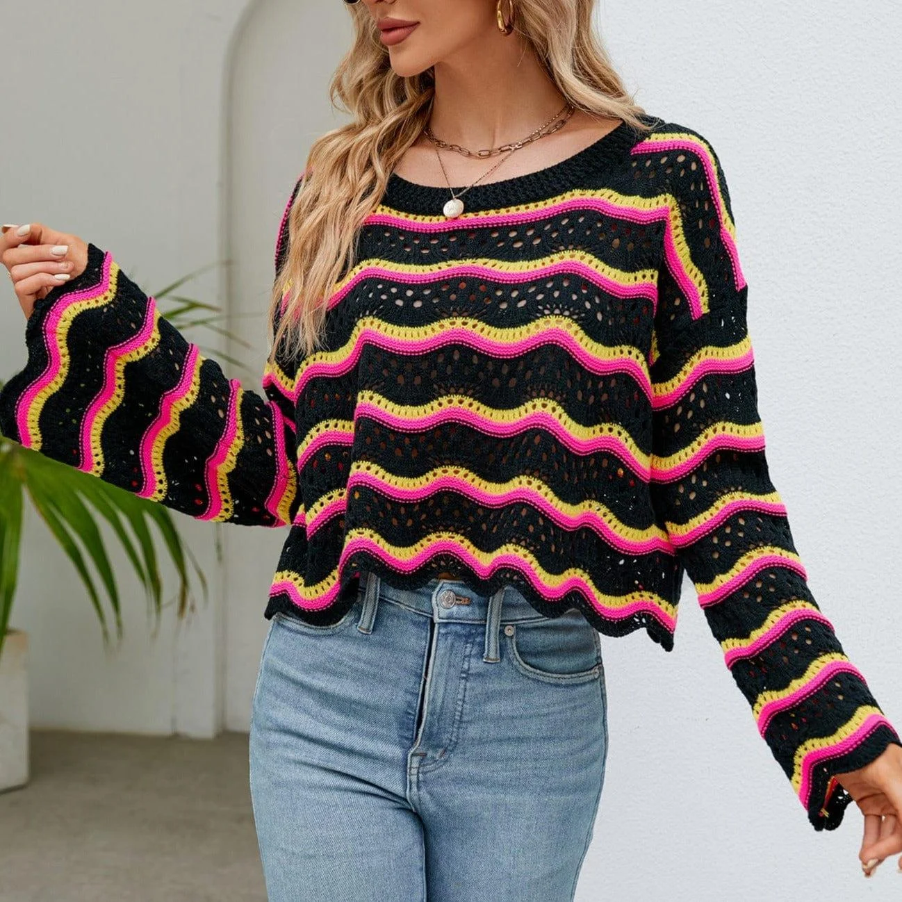 Jessamine Crop Knitted Sweater - Glova