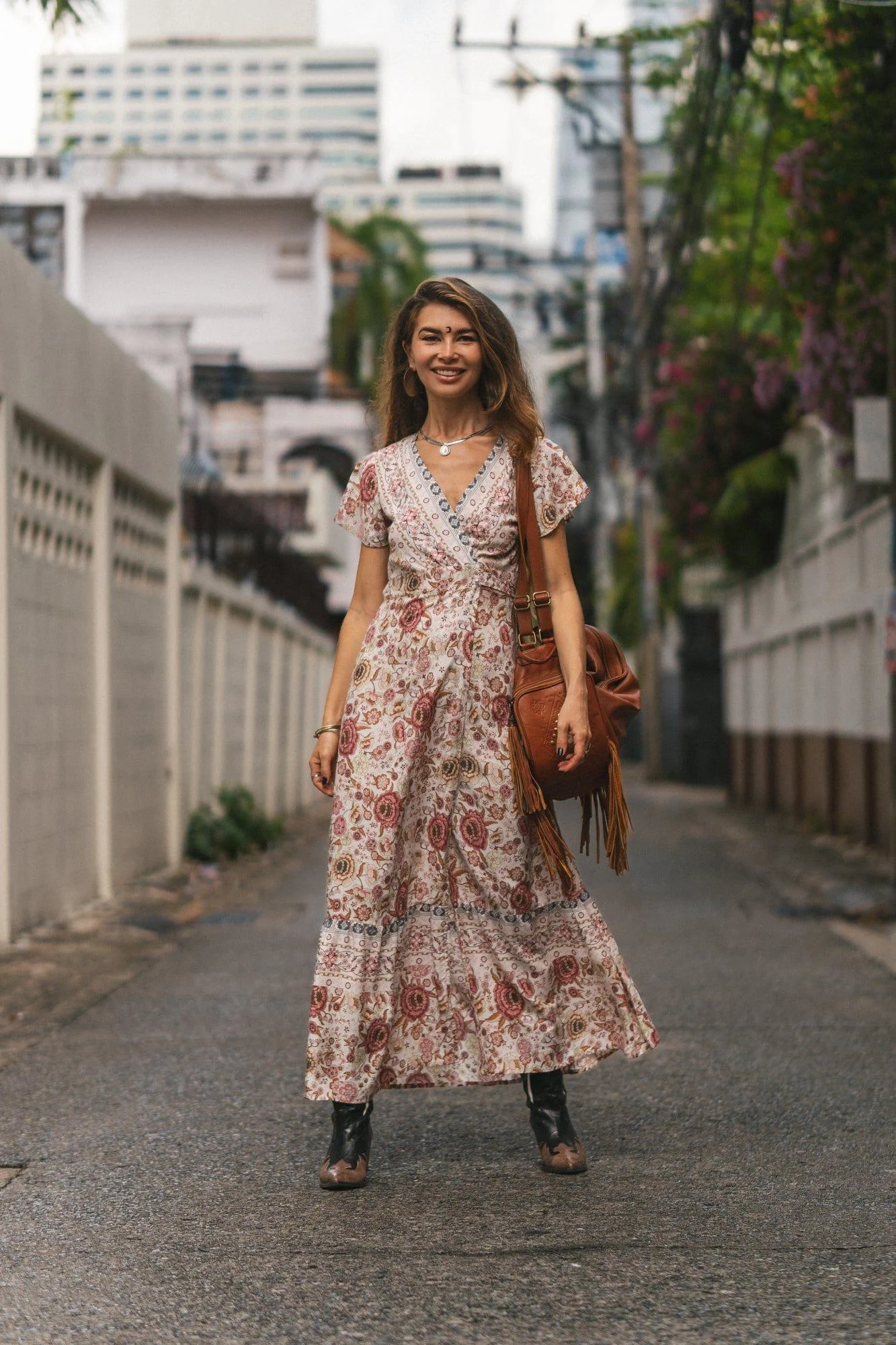 Joseph Bohemian Wrap Maxi Dress in Beige - Glova