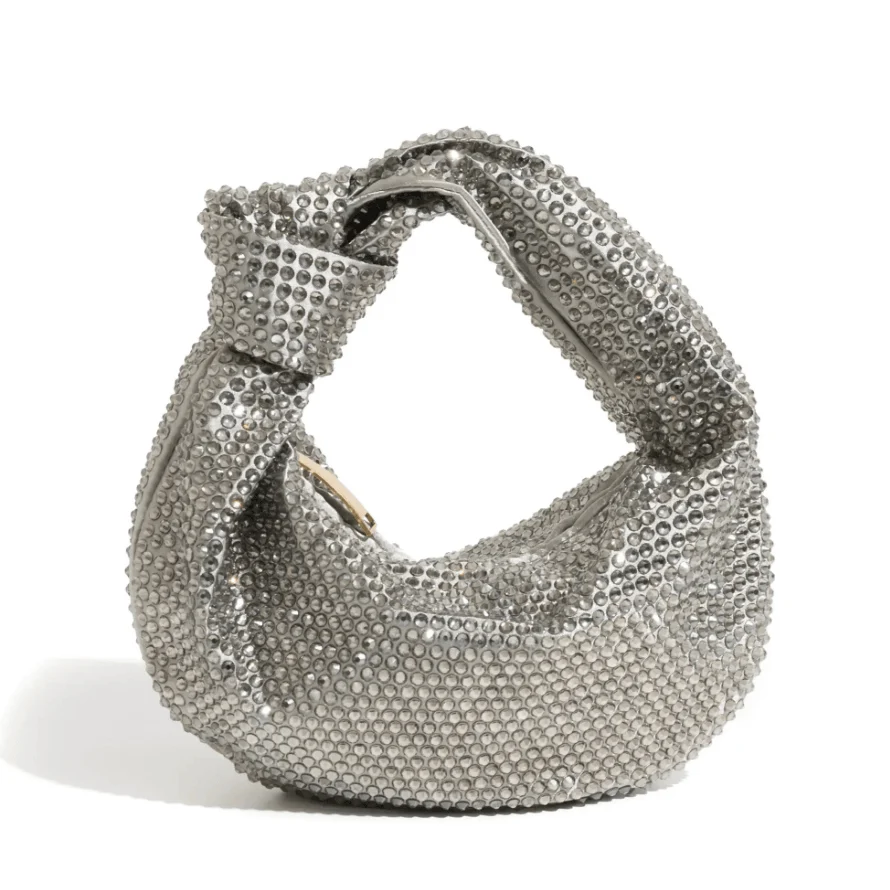 Julia Knotted Rhinestone Sequin Wrist Evening Bag - Glova