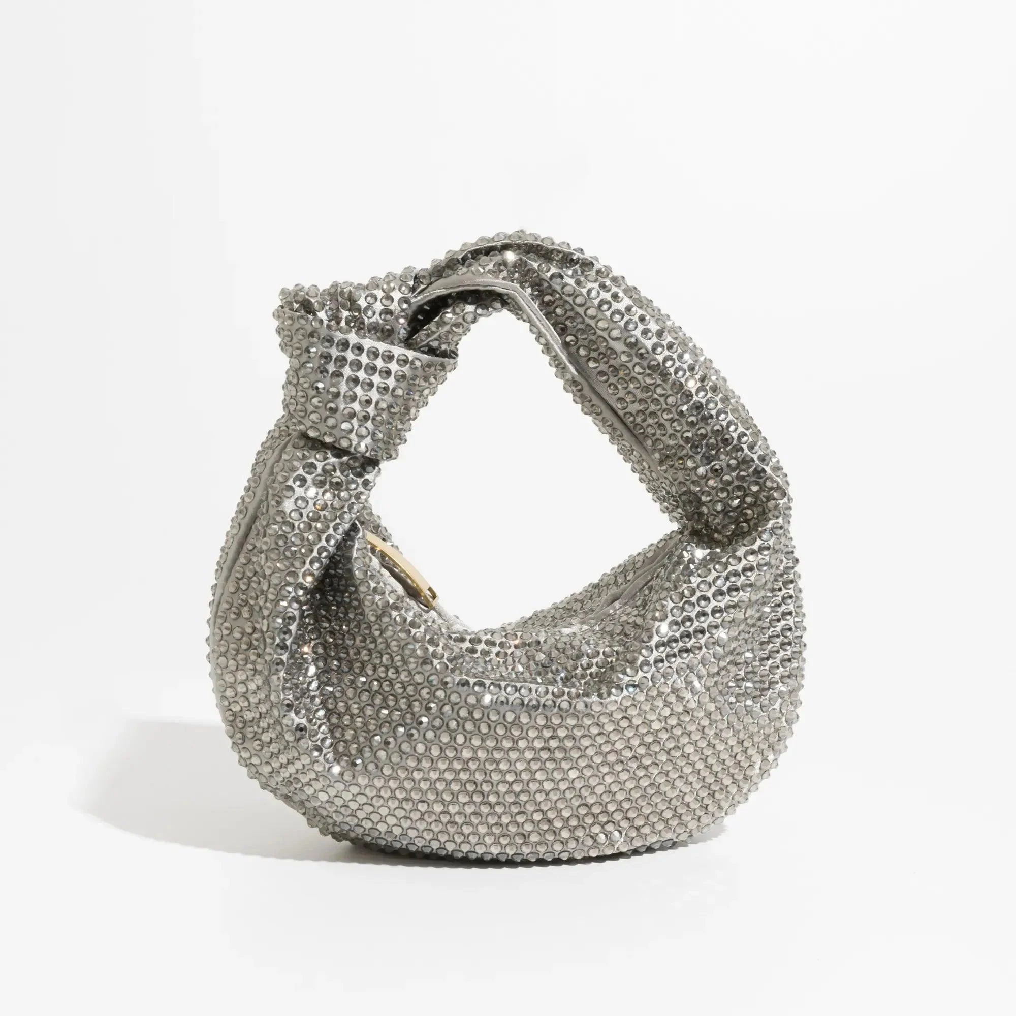 Julia Knotted Rhinestone Sequin Wrist Evening Bag - Glova