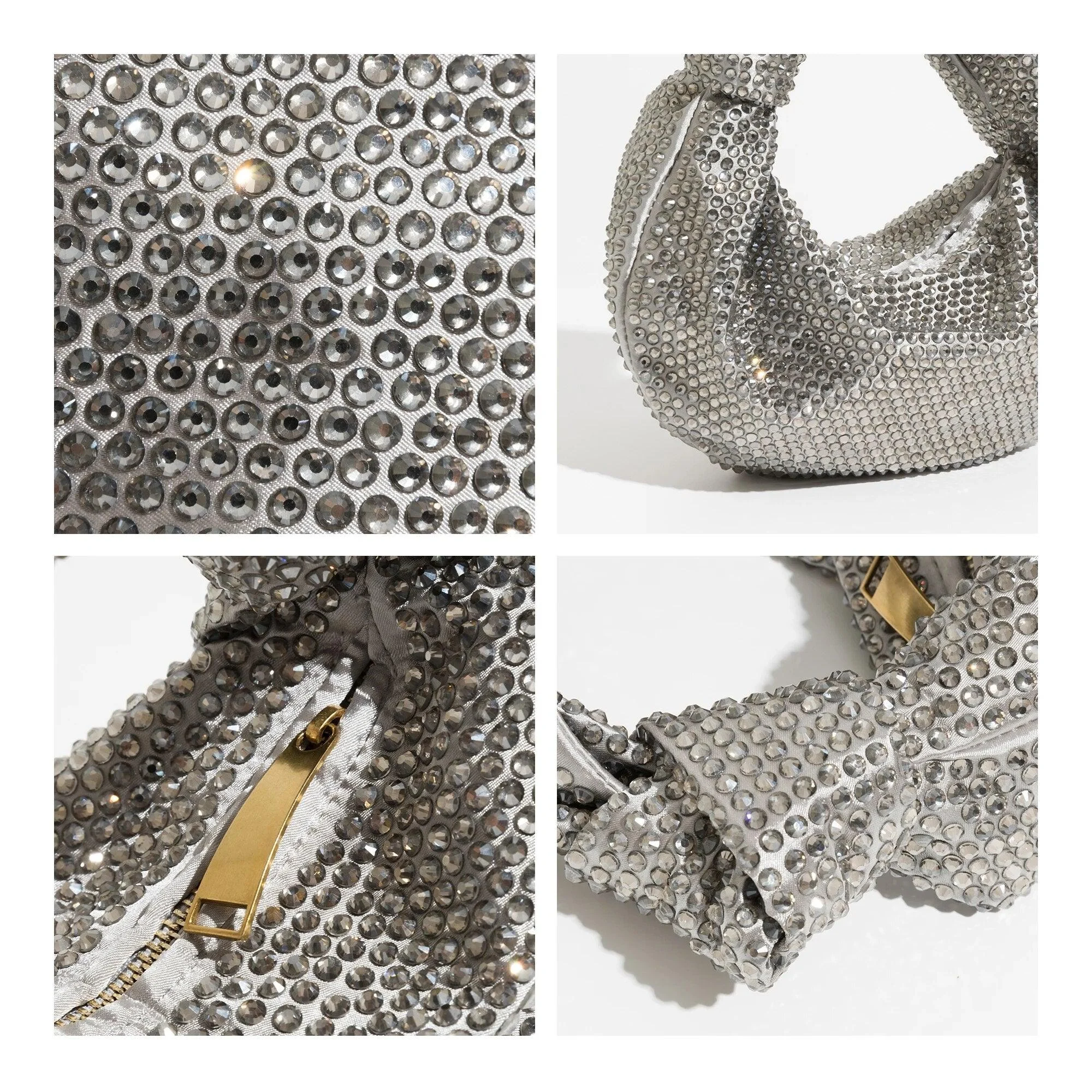 Julia Knotted Rhinestone Sequin Wrist Evening Bag - Glova