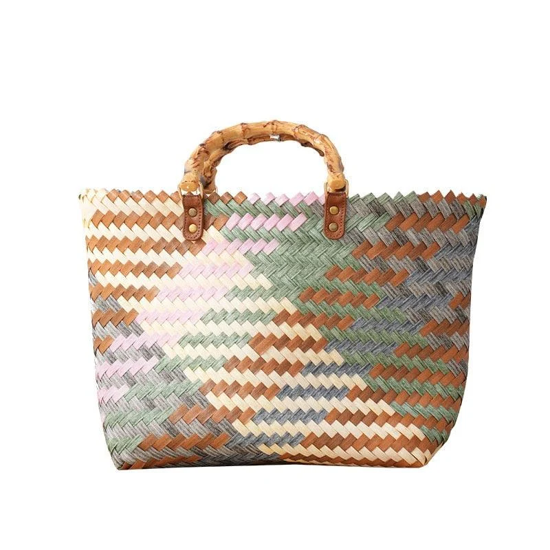 Julia Plaid Woven Straw Totes - 2 Colors - Glova