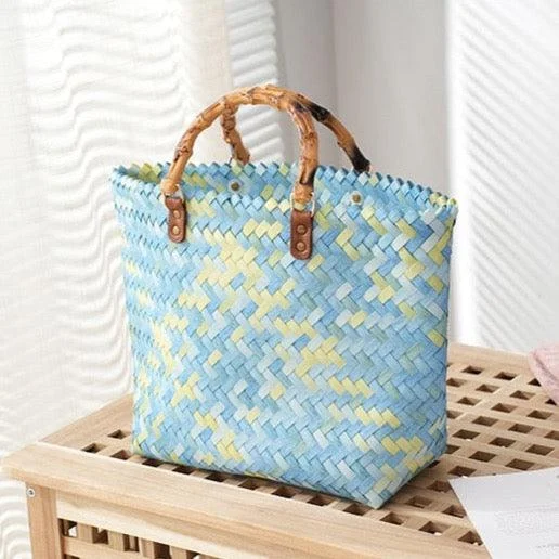 Julia Plaid Woven Straw Totes - 2 Colors - Glova