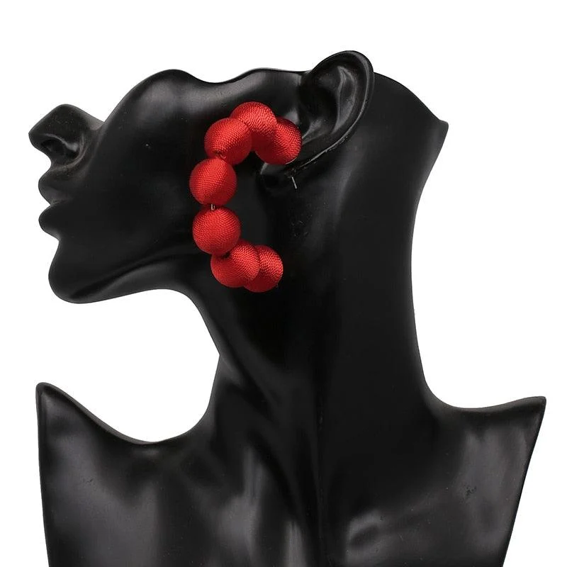 Juliana Silk Pom Pom Hoop Earrings - 9 Colors - Glova