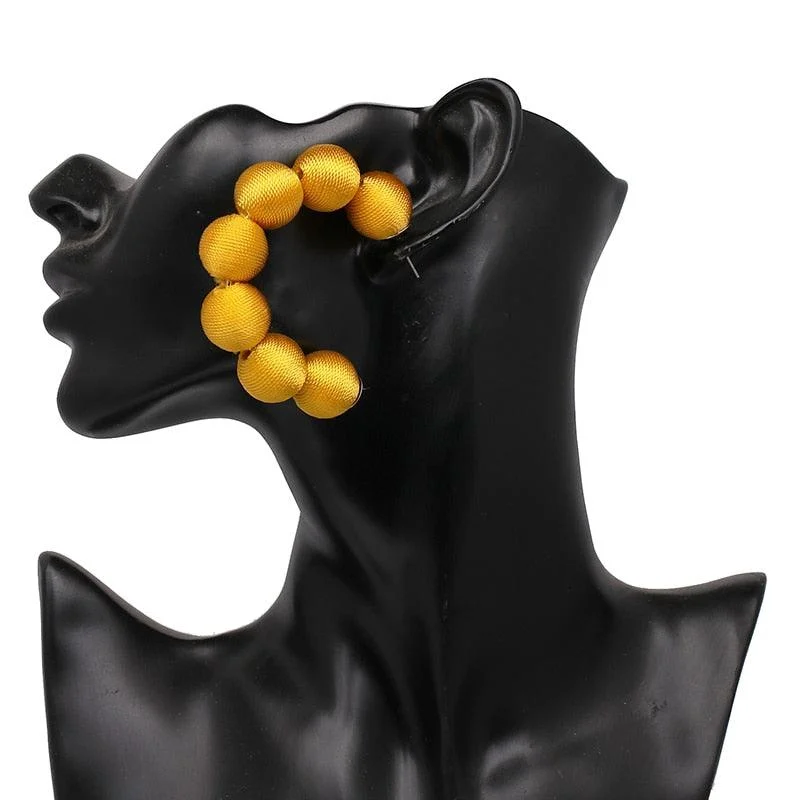 Juliana Silk Pom Pom Hoop Earrings - 9 Colors - Glova