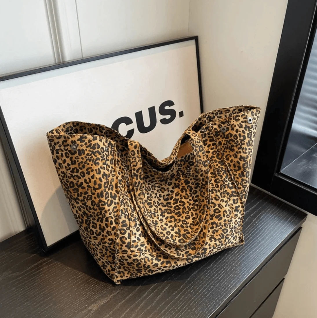 Jumbo Leopard Prints Shoulder Canvas Bags - Glova