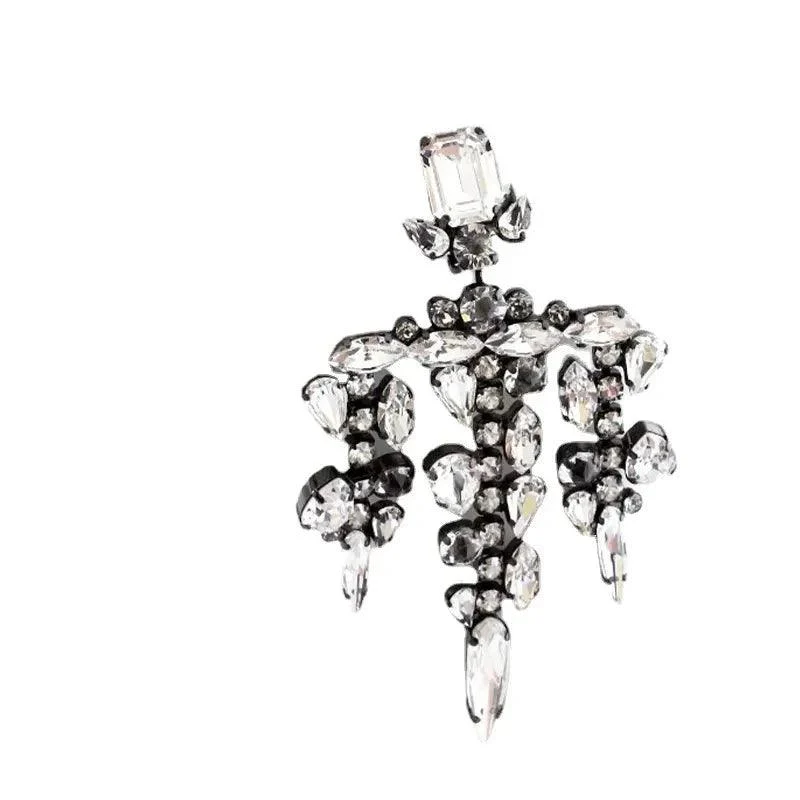 Jumbo Rhinestone Crystal Tassel Drop Earrings - Glova