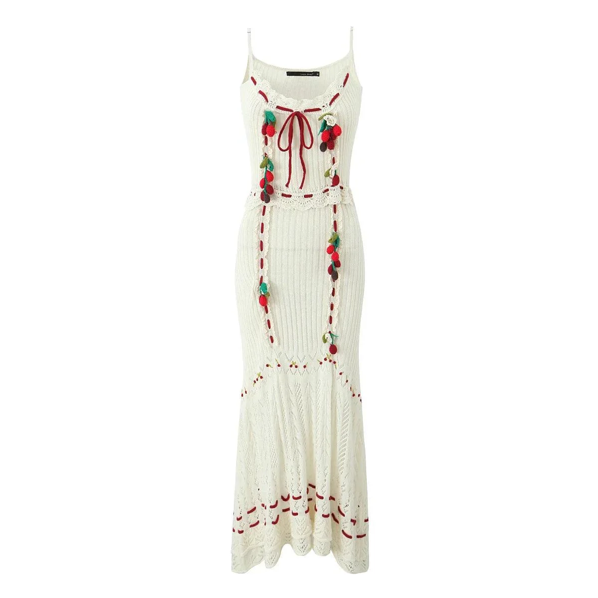 Kailin Cherry Applique Knit Dress - Glova