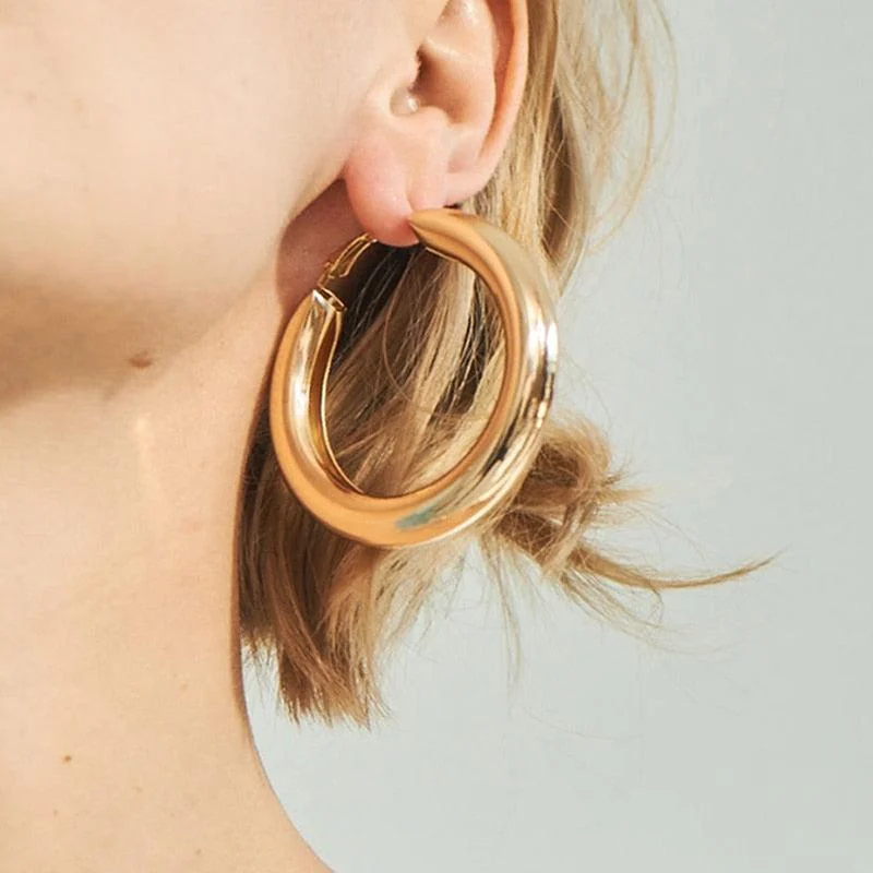 Kajsa Big Hoop Earrings - Gold or Silver - Glova