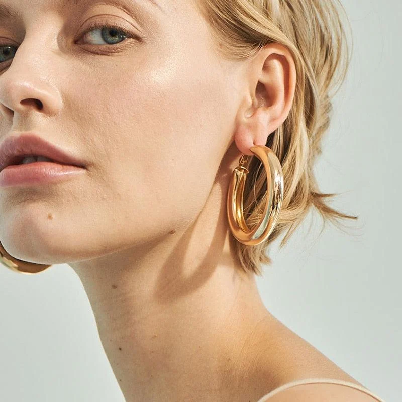 Kajsa Big Hoop Earrings - Gold or Silver - Glova