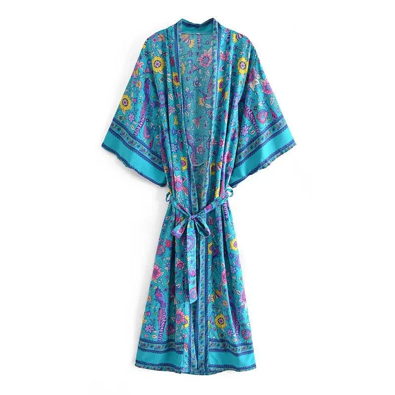 Kaori Peacock Kimono Robe - Glova