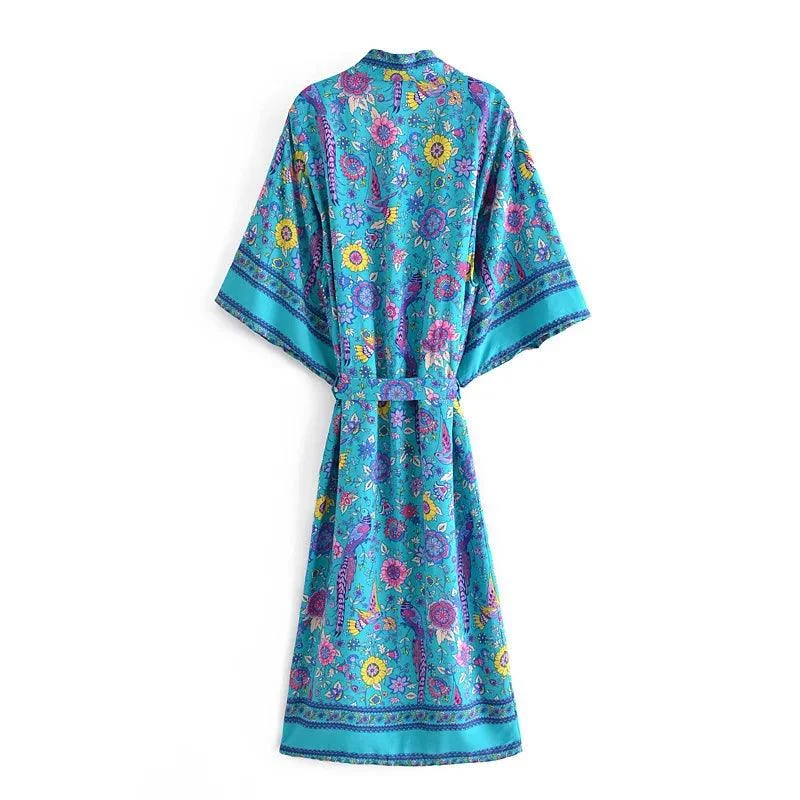 Kaori Peacock Kimono Robe - Glova