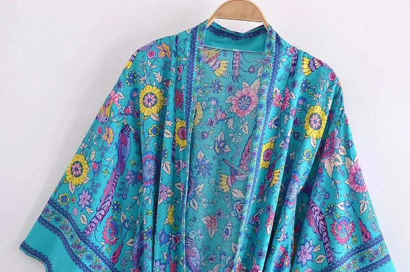 Kaori Peacock Kimono Robe - Glova