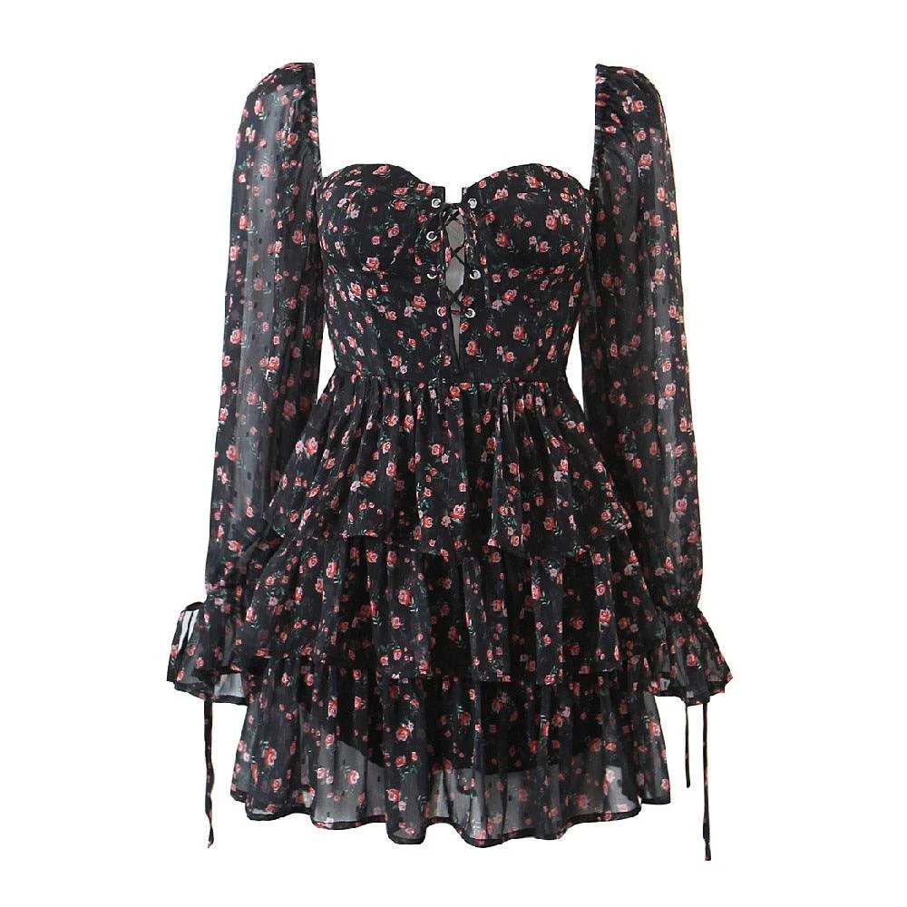 Katarina Floral Bustier Chiffon Dress - 2 Colors - Glova