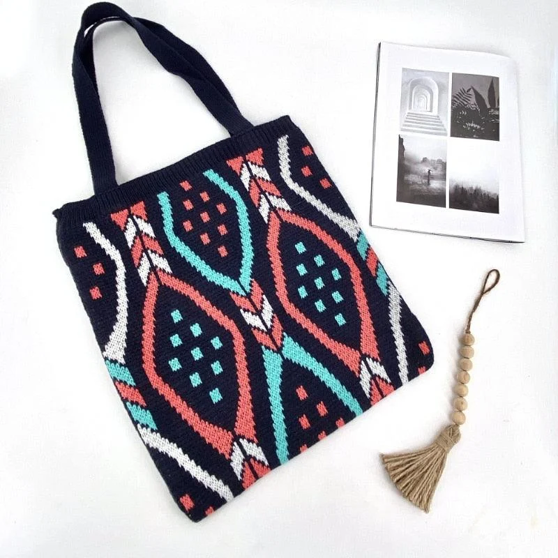 Kateri Tribal Prints Knitted Bag - 4 Colors - Glova