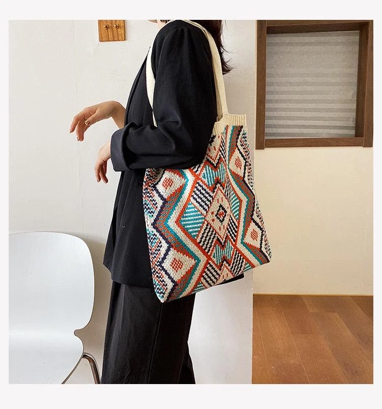 Kateri Tribal Prints Knitted Bag - 4 Colors - Glova