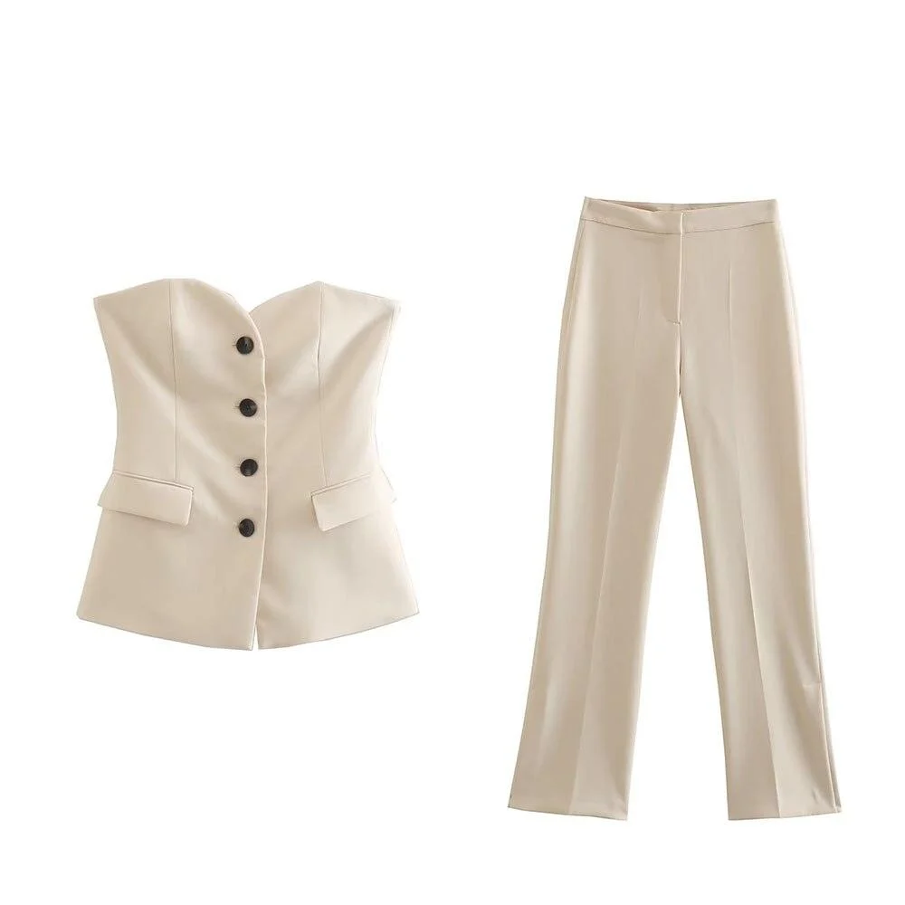 Kaya Bustier Top and Pants Suit Set - Glova