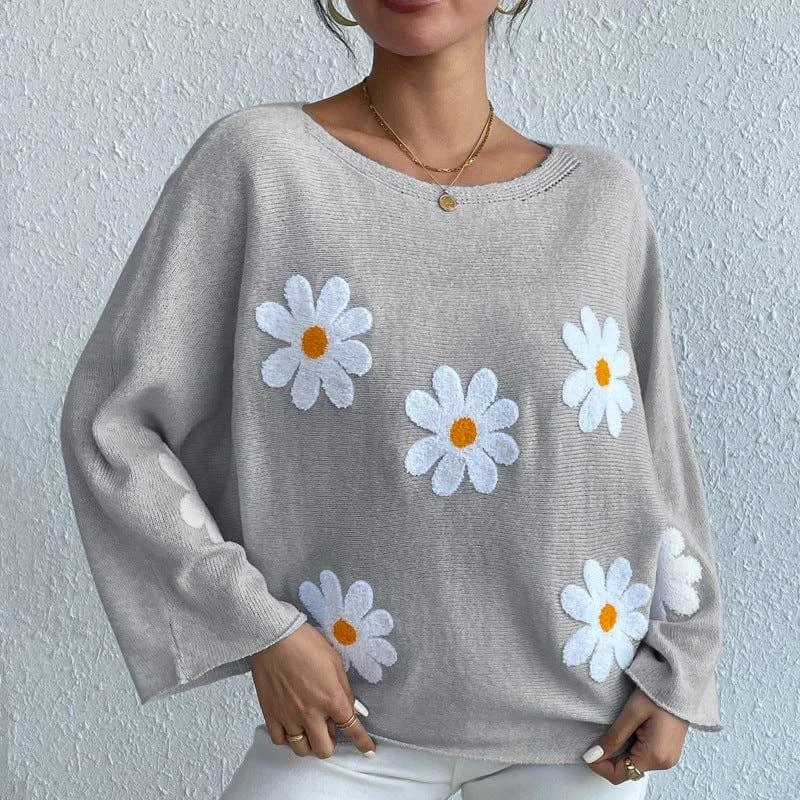 Kendall Embroidered Daisies Sweater - Glova