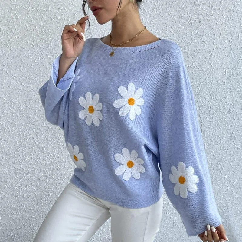 Kendall Embroidered Daisies Sweater - Glova