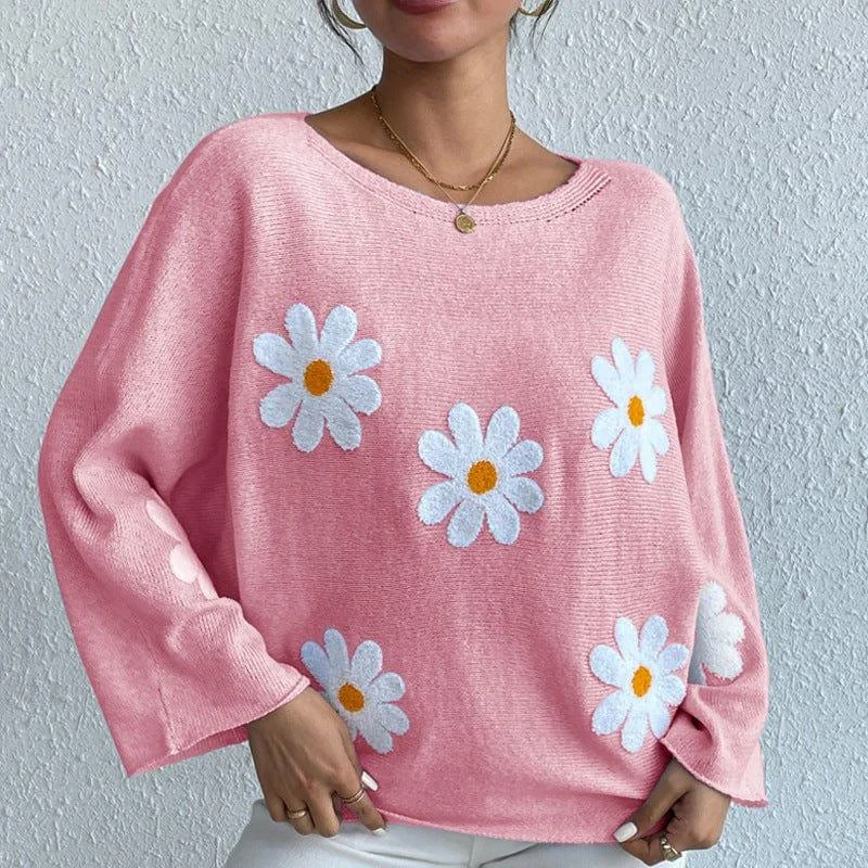 Kendall Embroidered Daisies Sweater - Glova