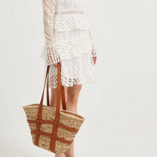 Kensie Straw Basket Shopper - Glova